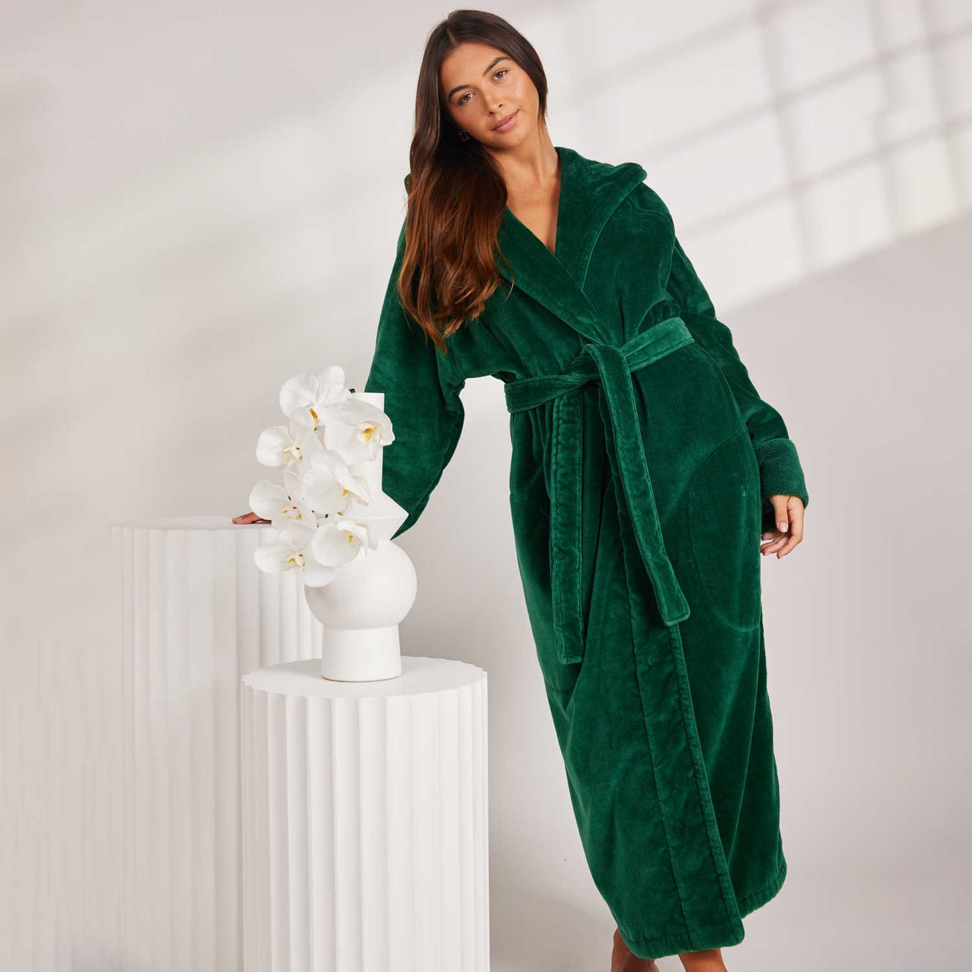 Organic Cotton Hooded Robe - Womens