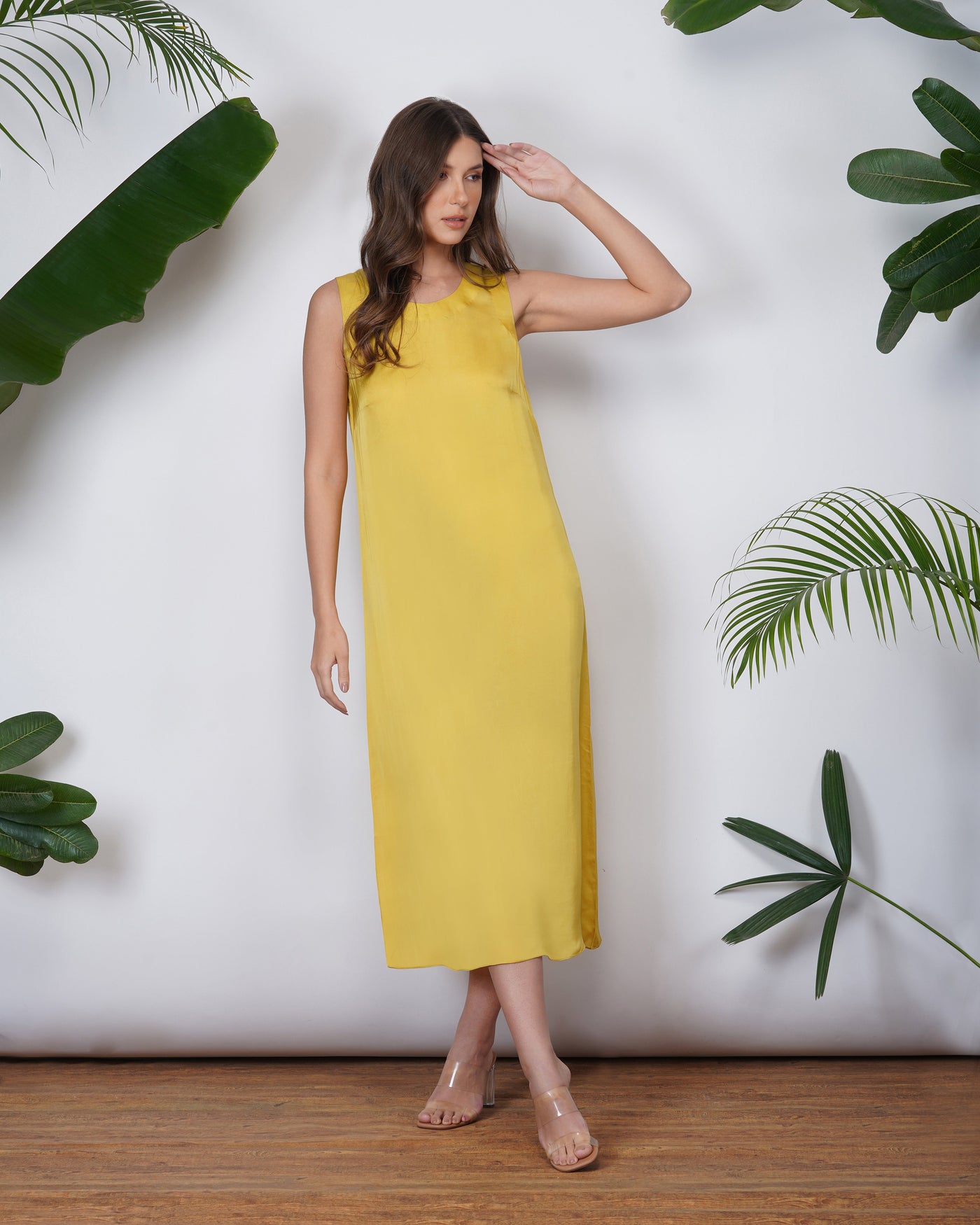 Vegan Silk Slip Dress | Yellow