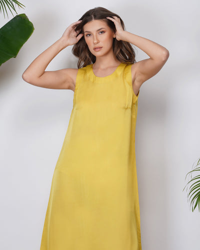 Vegan Silk Slip Dress | Yellow