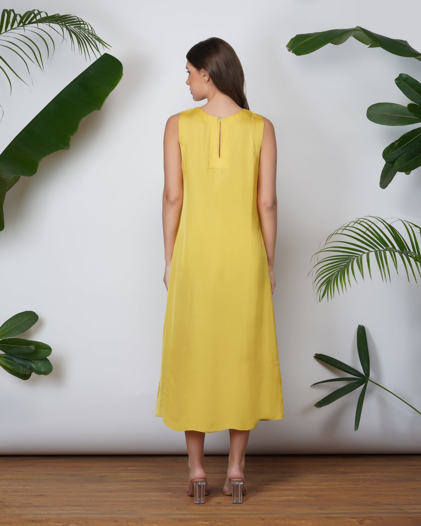 Vegan Silk Slip Dress | Yellow