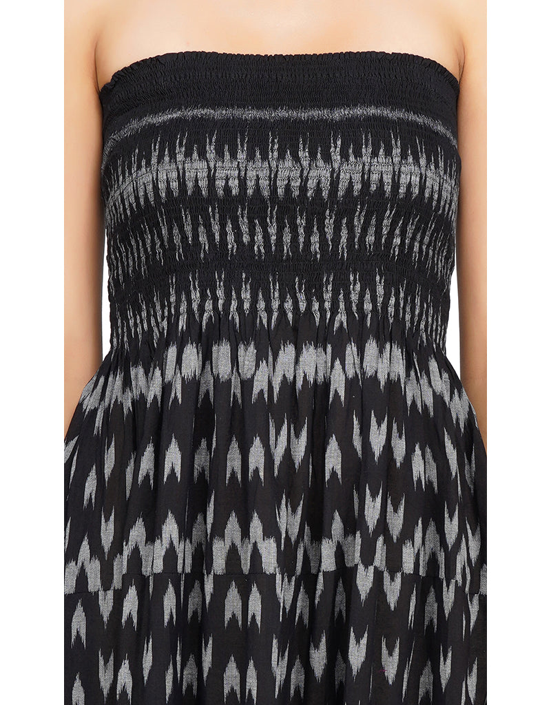 Black Ikat Tier Dress