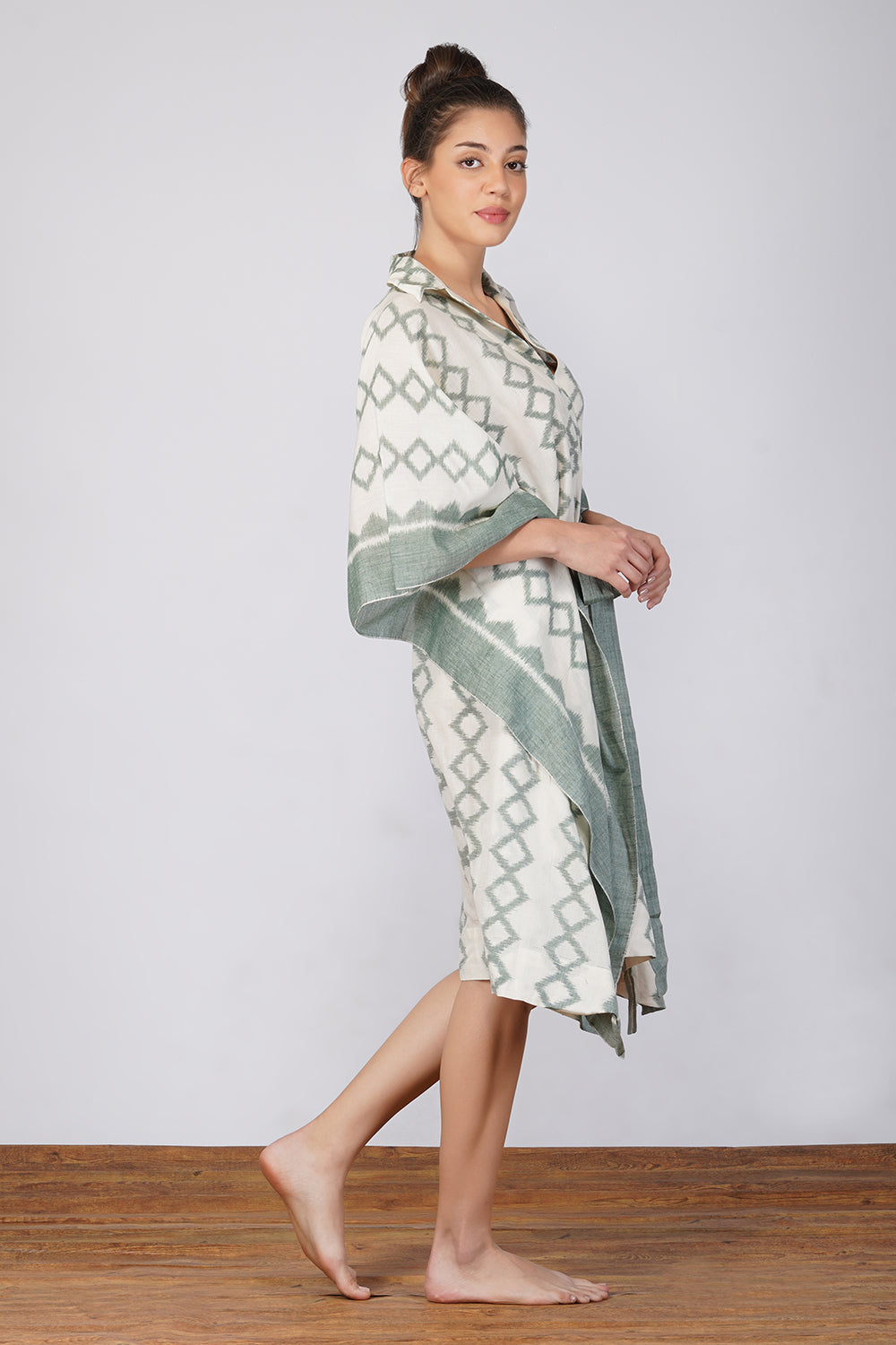 Green Ikat Kaftan Dress