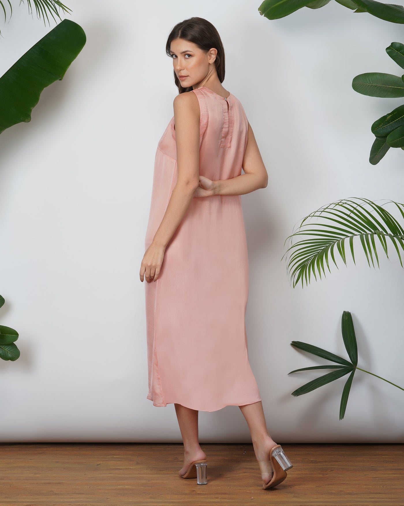 Vegan Silk Slip Dress | Coral