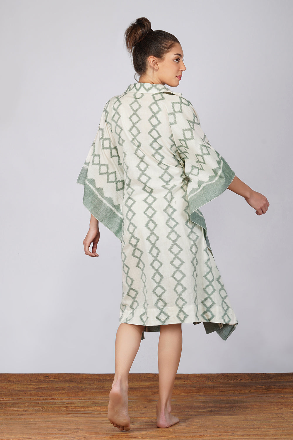 Green Ikat Kaftan Dress