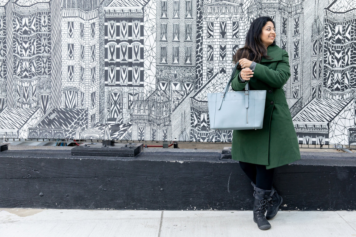 Miley | Blue Grey Vegan Leather Laptop Bag