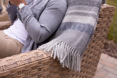 Campestre Alpaca Blend Throw | Grey/Blue