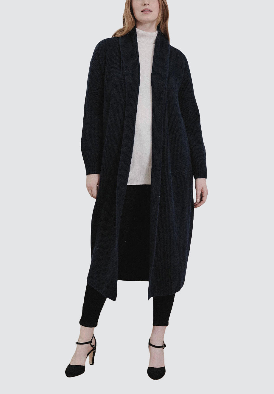 Ribbed Cashmere Coatigan | Black