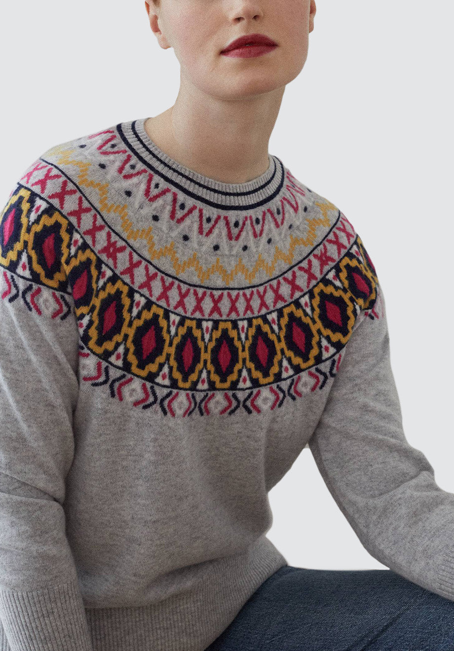 Easy Cashmere Sweatshirt | Bright Fairisle