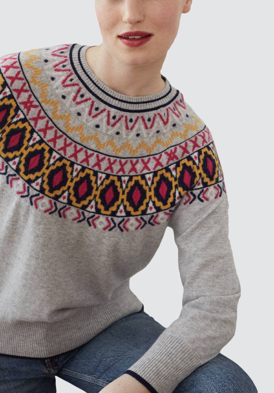 Easy Cashmere Sweatshirt | Bright Fairisle