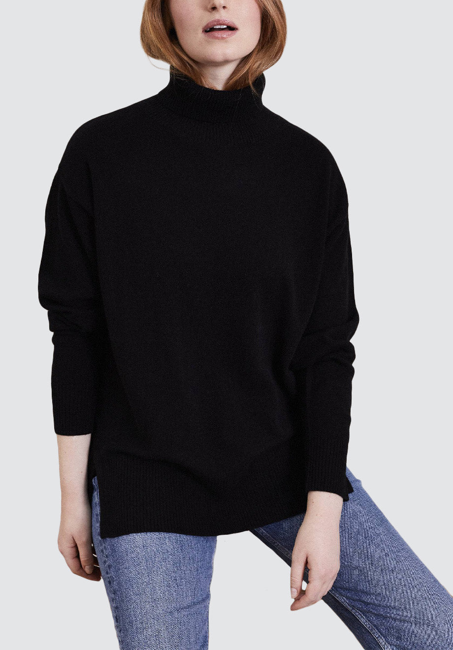 Polo Neck Cashmere Sweater | Black