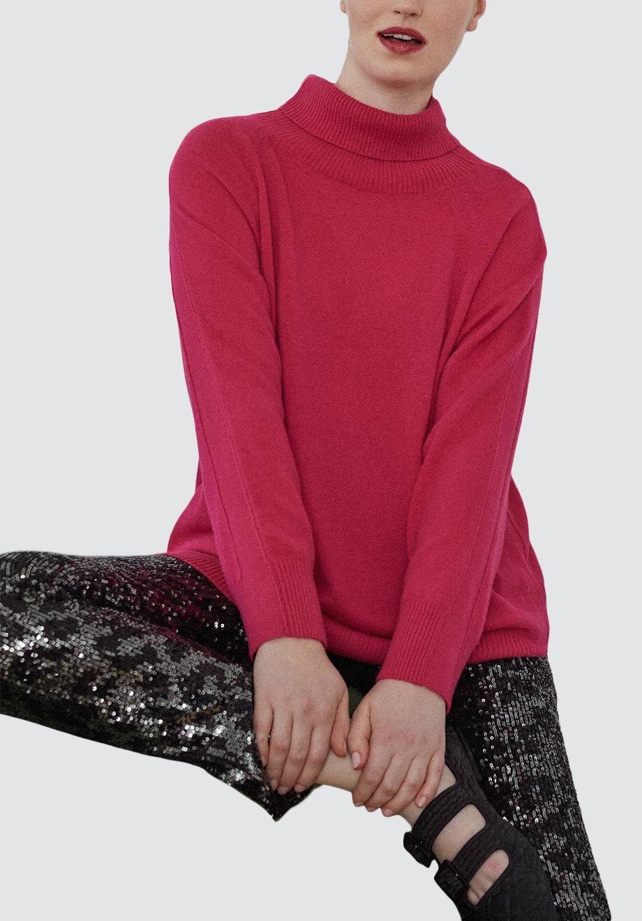 Polo Neck Cashmere Sweater | Cherry