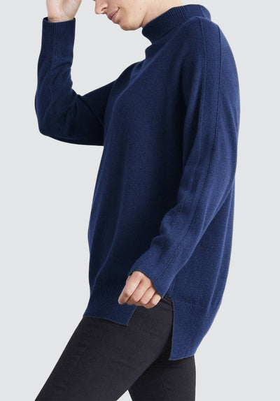 Polo Neck Cashmere Sweater | Midnight