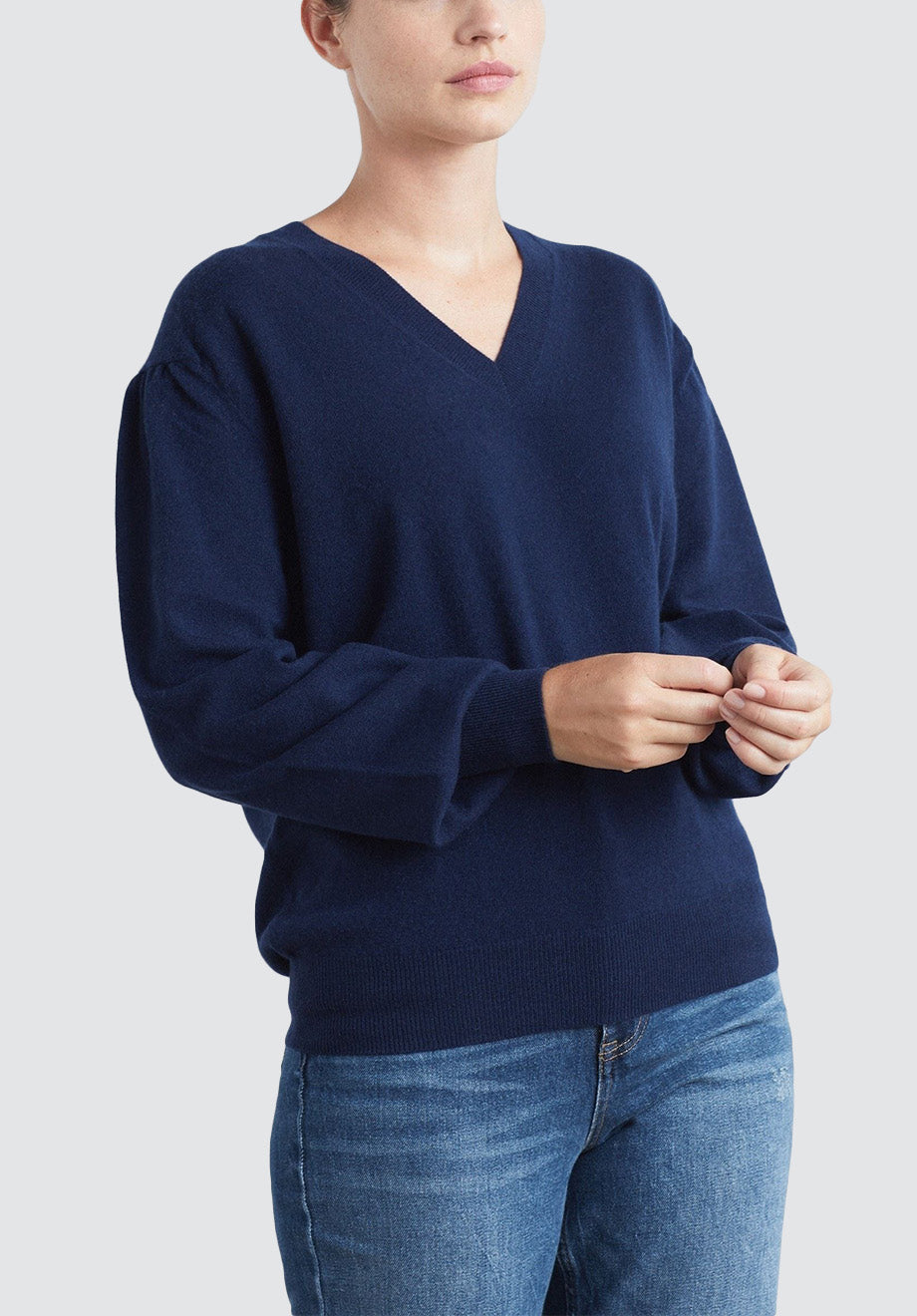 Cashmere V Neck Sweater | Midnight