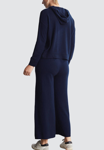 Wide Leg Cashmere Trouser | Midnight