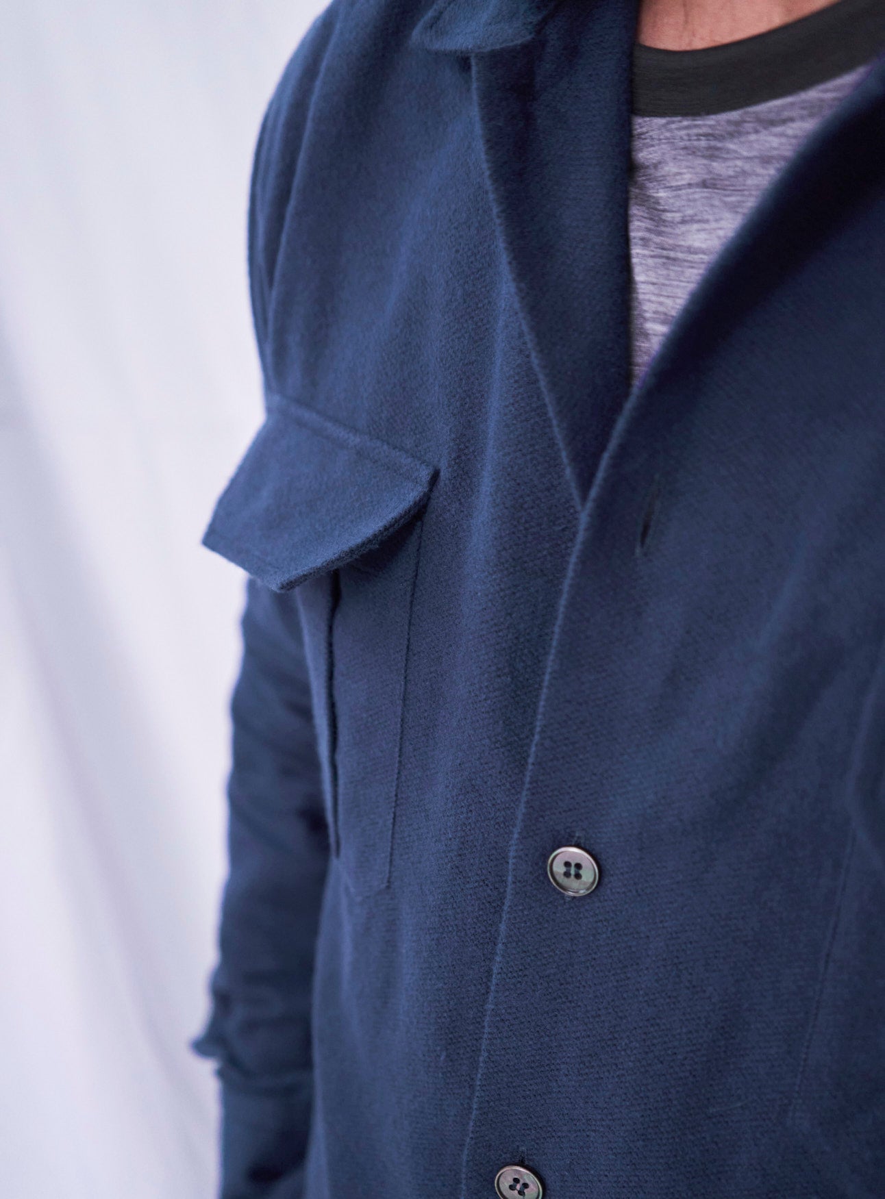 Recycled Italian | Navy Flannel Over-Shirt