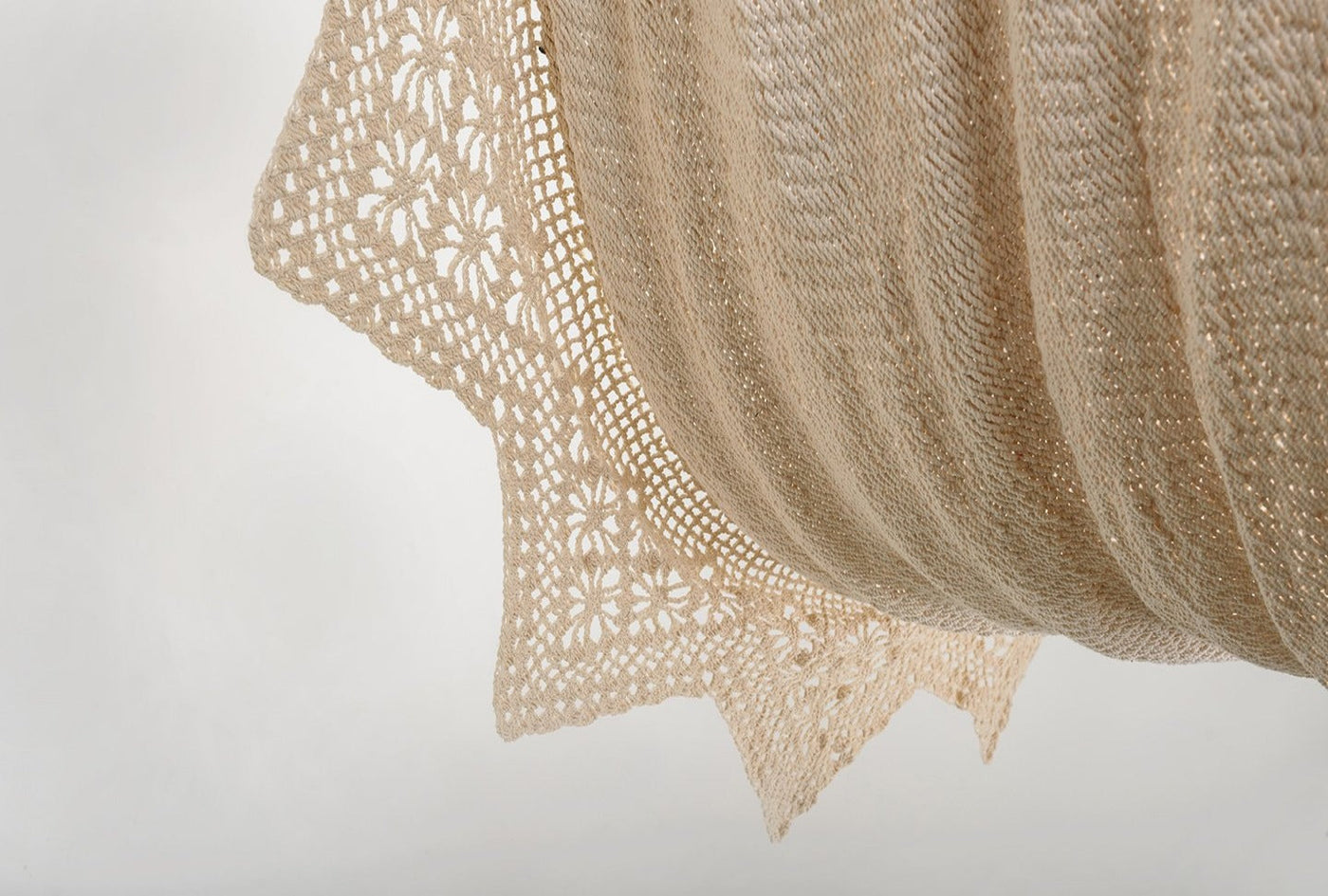 Boho Natural Cotton Hammock with Geometric Fringe (Wooden Bar)