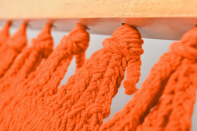 Vivid Orange Cotton Hammock (Wooden Bar)