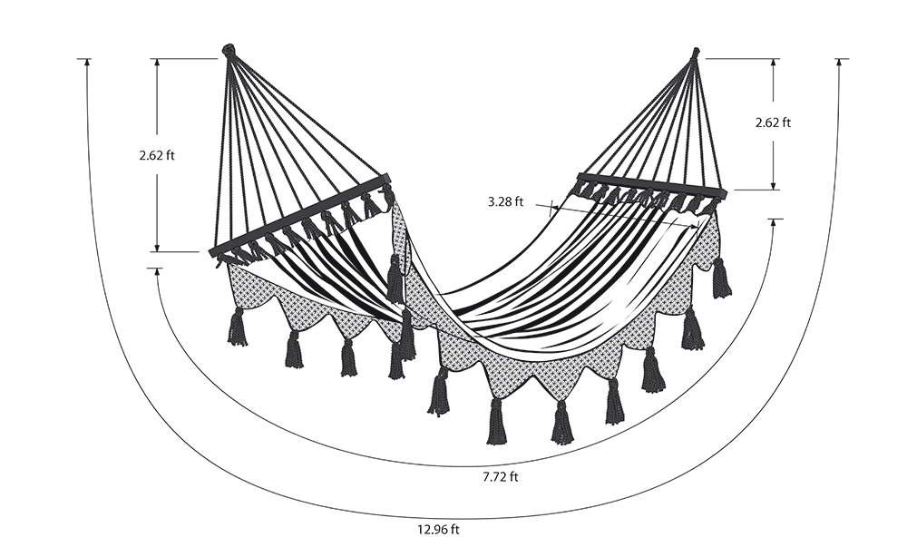 Boho Natural Cotton Hammock with Tassels (Wooden Bar)