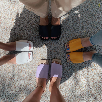 Andrea | Cactus Vegan Leather Black Sandals