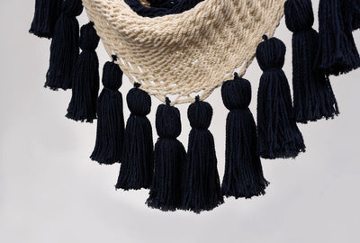 Colonial Navy Blue Cotton Hammock Swing with Tassels