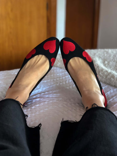 Red Vegan Heart Ballerinas