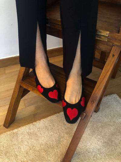 Red Vegan Heart Ballerinas