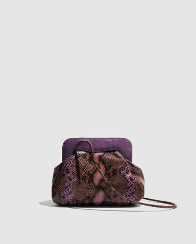 Constanza Clutch | Mauve Snakeskin Print