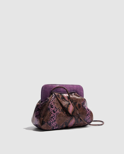 Constanza Clutch | Mauve Snakeskin Print