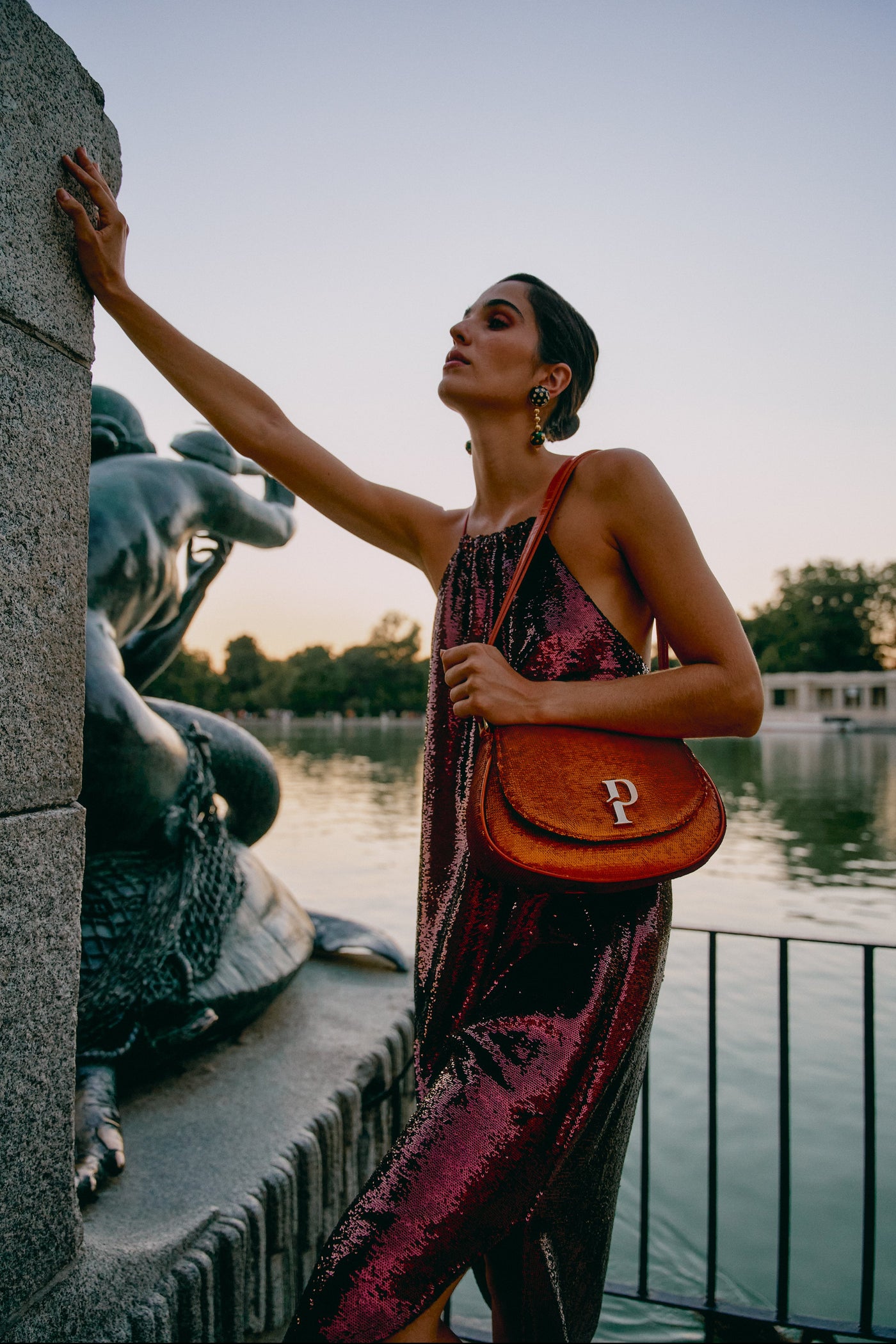 Paula Hobo Bag | Orange Sequins