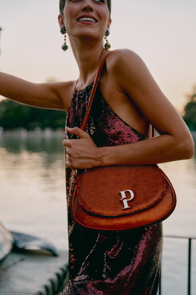 Paula Hobo Bag | Orange Sequins