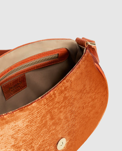 Paula Hobo Bag | Orange Sequins