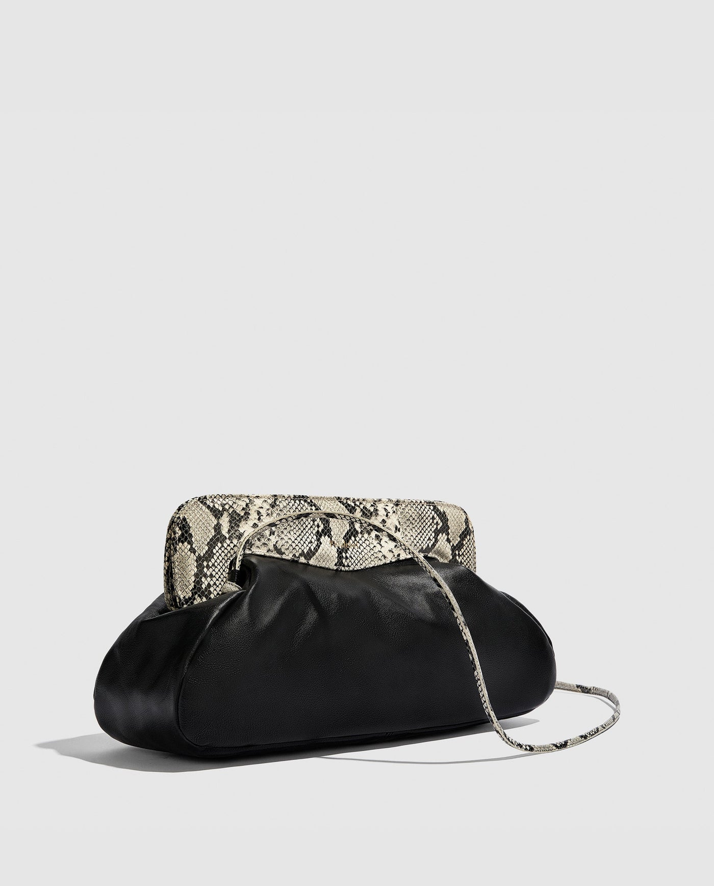 Constanza Maxi Clutch | Black & Python