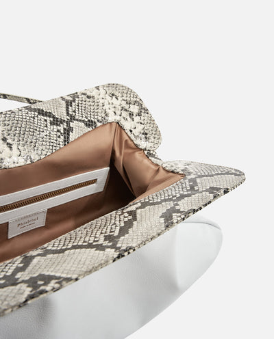 Constanza Maxi Clutch | White & Python