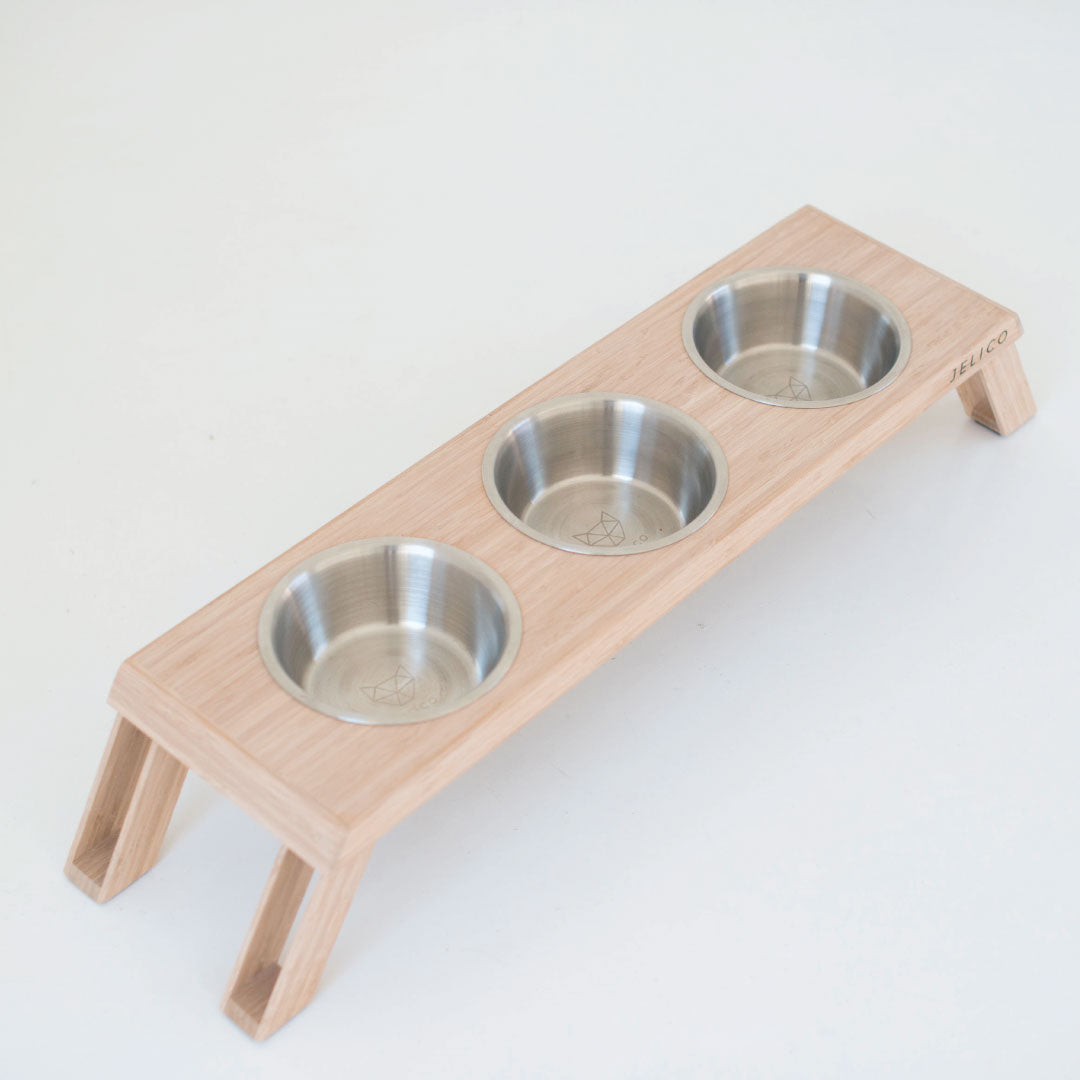 Romeo 3 Bowl Bamboo Pet Feeder