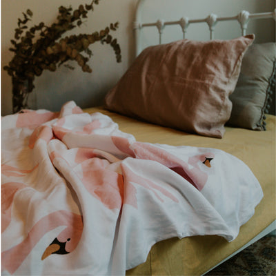 100% Linen Duvet in Swans + Dots Pillow slip