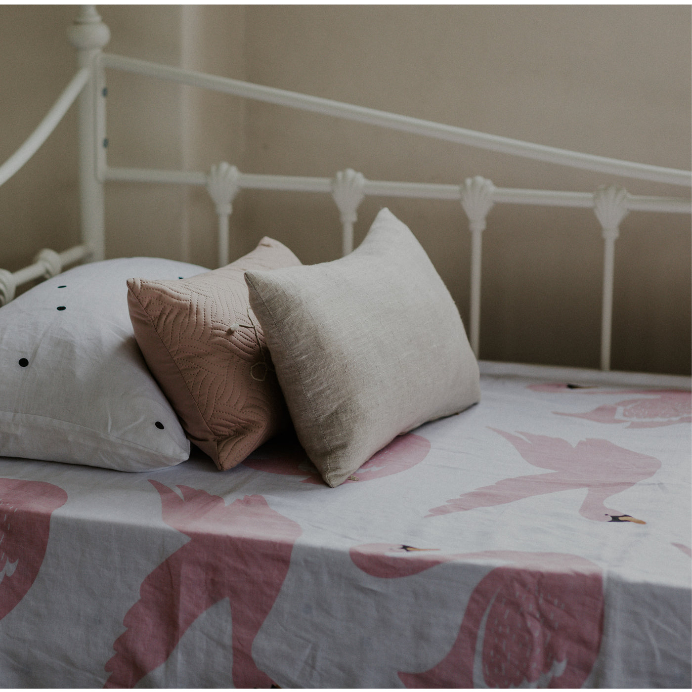 100% Linen Duvet in Swans + Dots Pillow slip