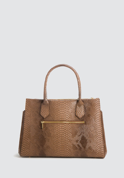 Koko | Tan Snake Skin Texture Vegan Workbag