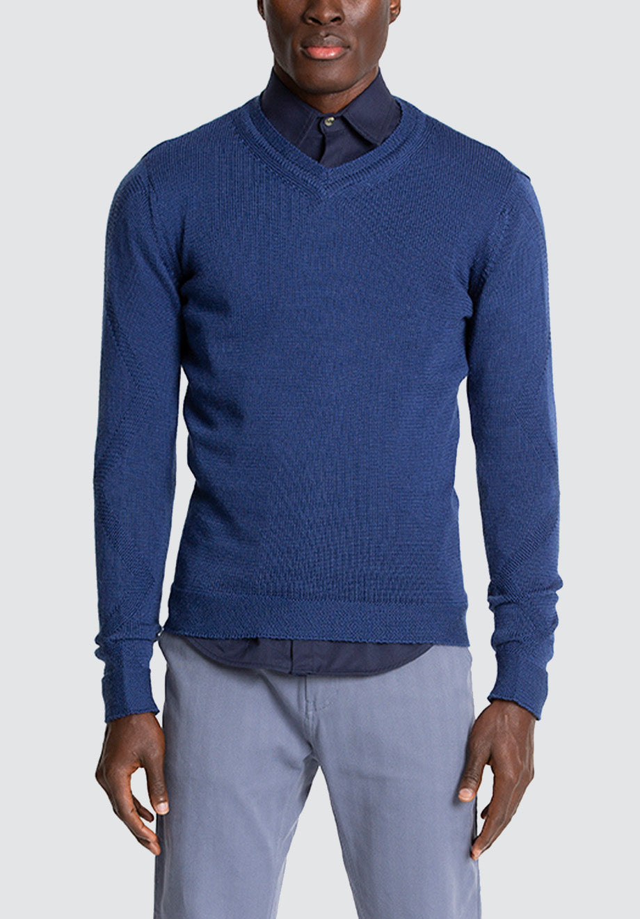 Wool & Mohair V-Neck Sweater | Blue Depths