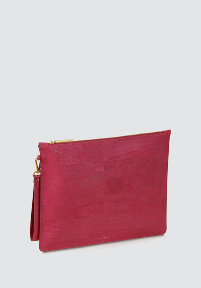 DELTA Handcrafted Cork Vegan Large Clutch Pouch | Burgundy