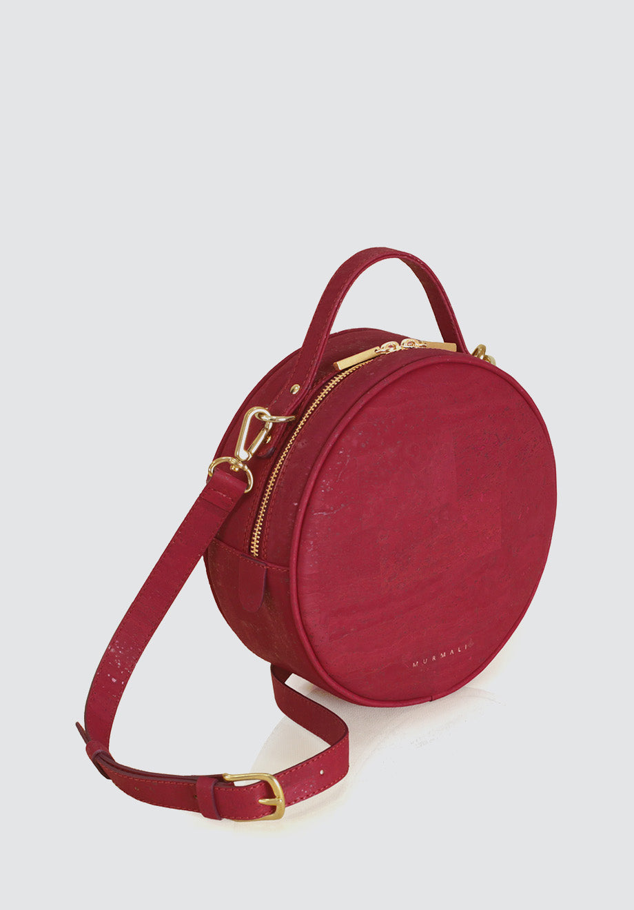 BETA Handcrafted Cork Vegan Round Shoulder Bag | Burgundy