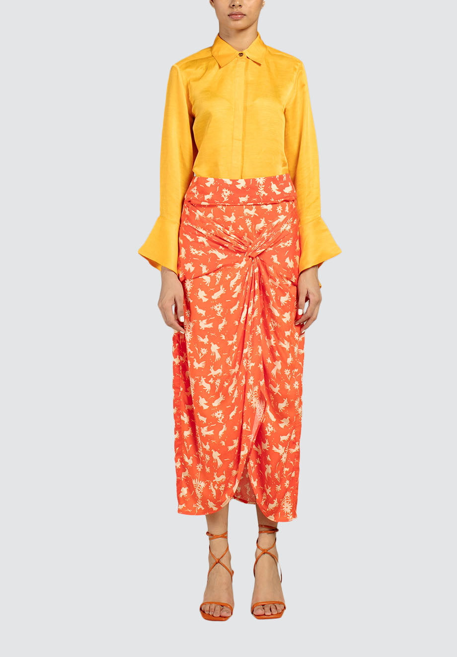 Chidiya Draped Skirt | Orange