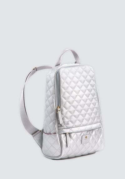 Cougar | Silver Vegan Quilted Backpack