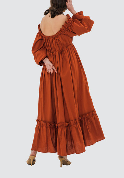 Ophelle Midi Dress | Burned Orange