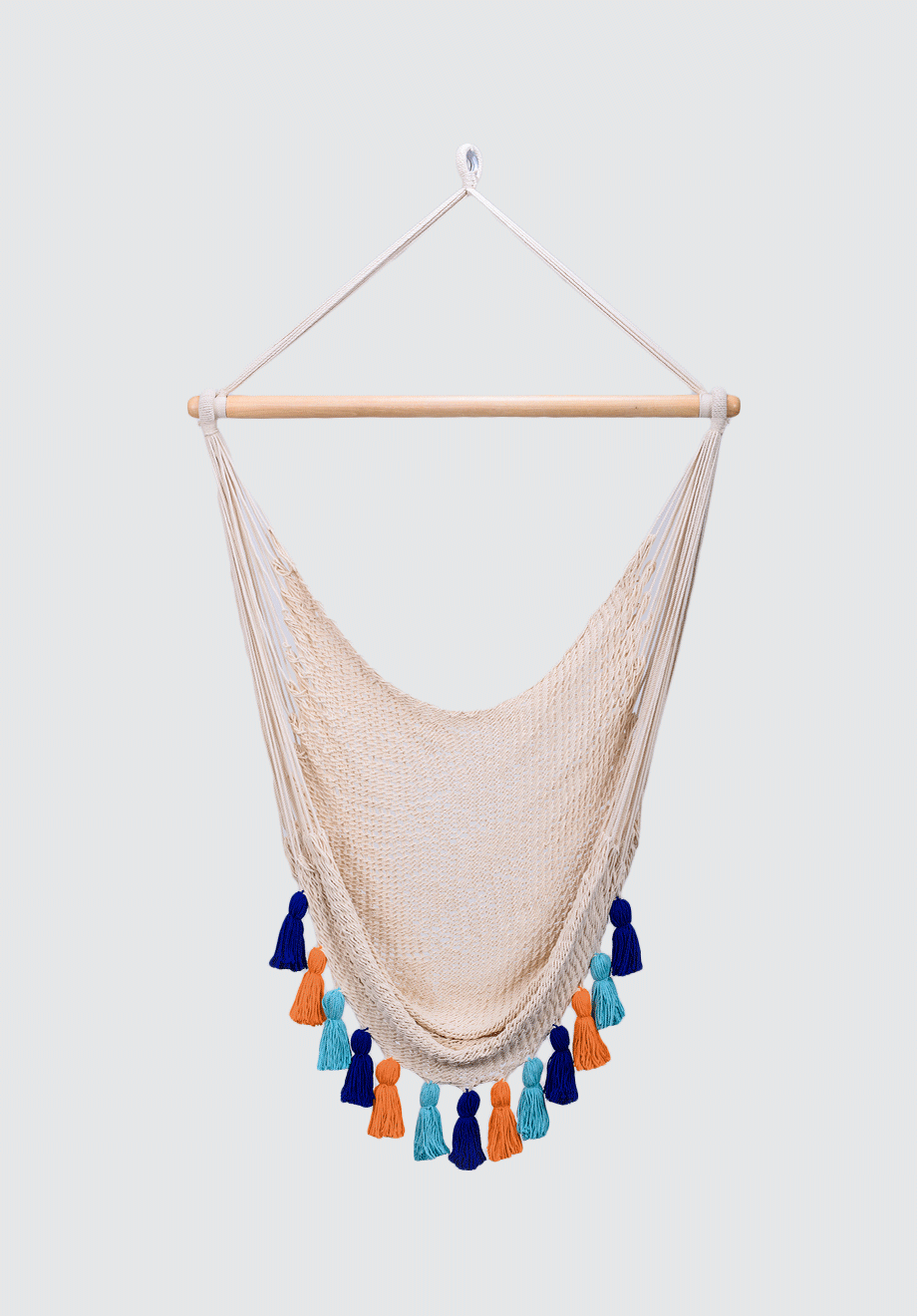 Deluxe Natural Cotton Hammock Swing with Hue Inspired Tassels