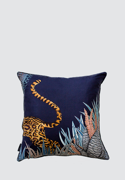 Cheetah Kings Forest | Tanzanite Silk Cushion Cover