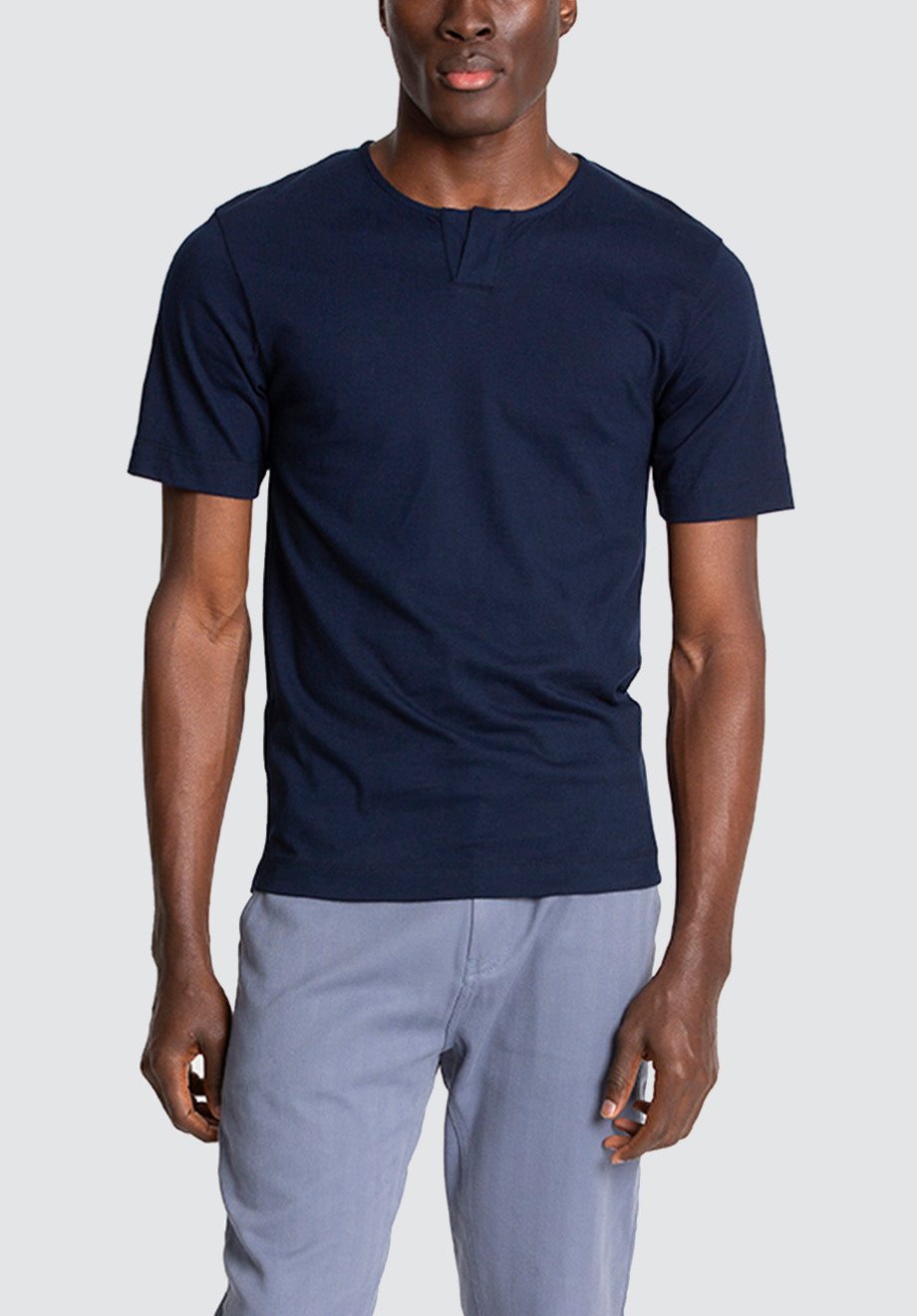 Cotton Henley Tee | Navy Blazer