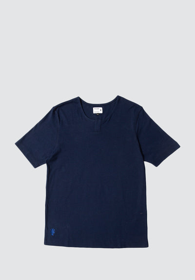 Cotton Henley Tee | Navy Blazer