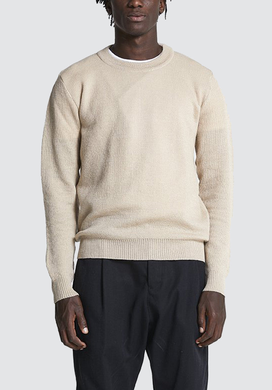 Wool & Mohair Round Neck Knit | Irish Cream