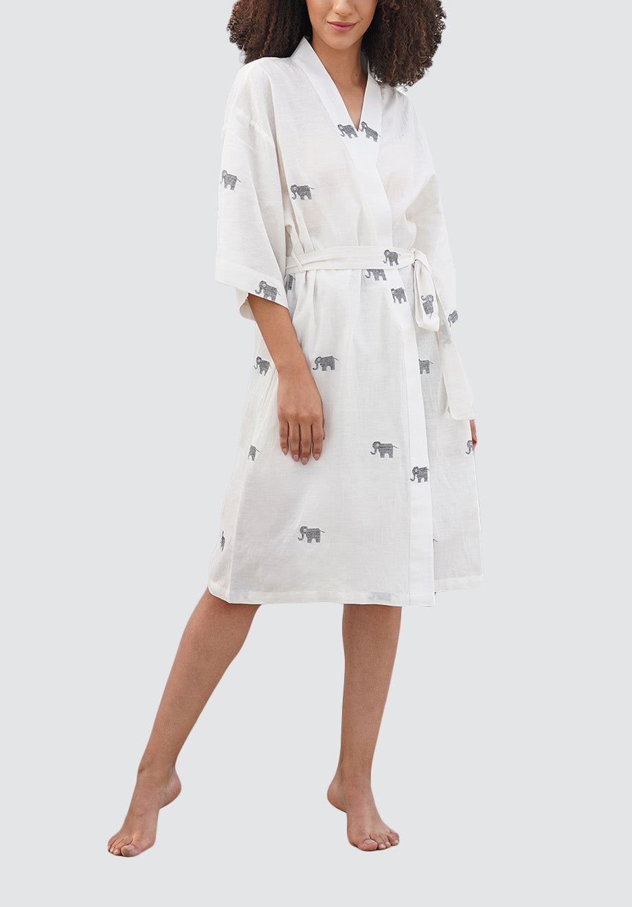 Unisex Black and White Ele Robe