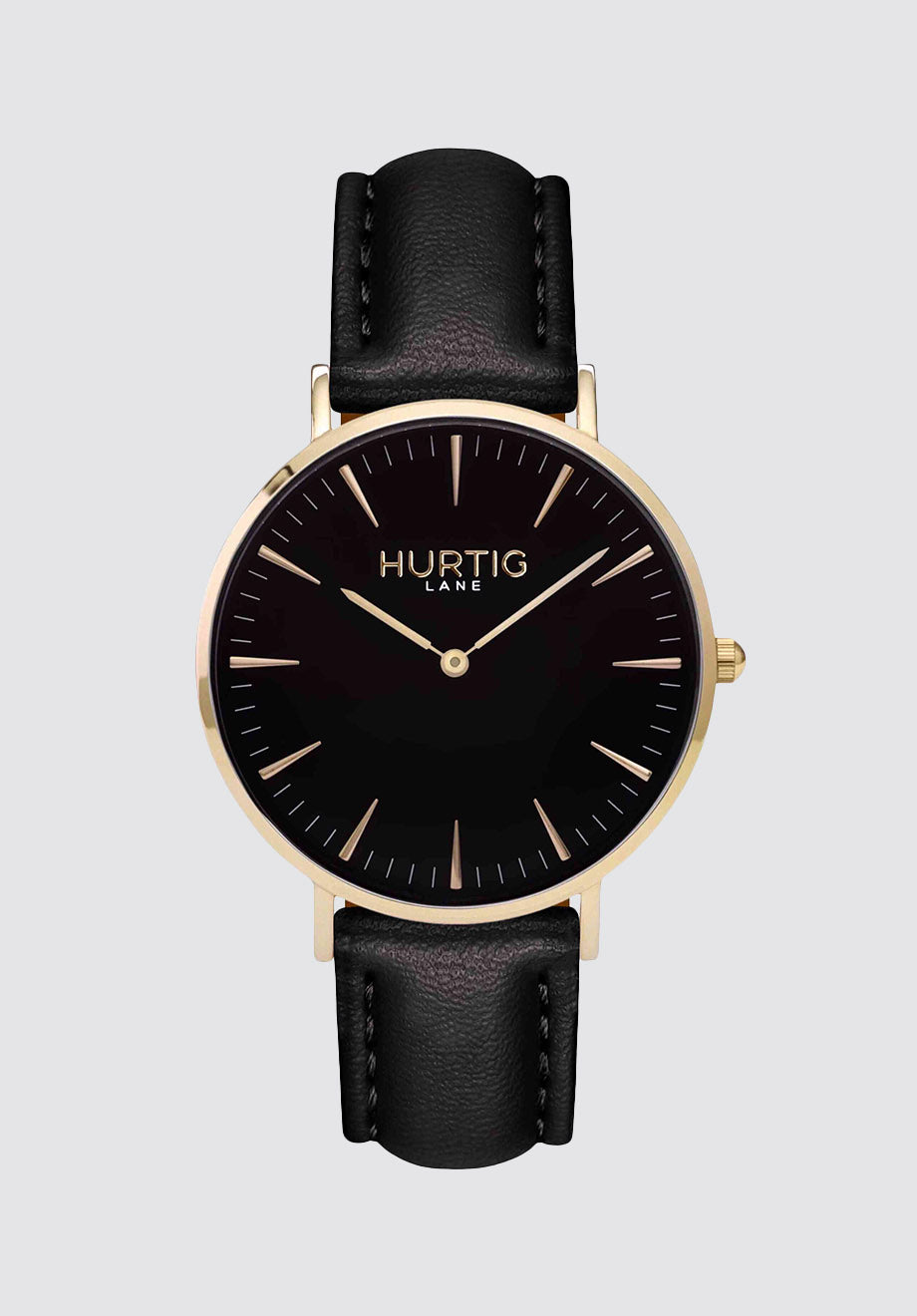 Mykonos Vegan Leather Watch Gold | Black & Black